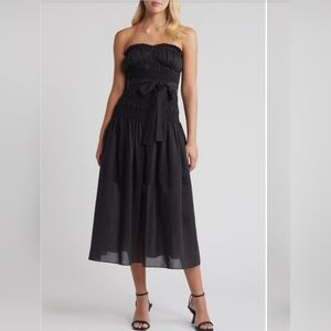 Moon River smock midi strapless dress